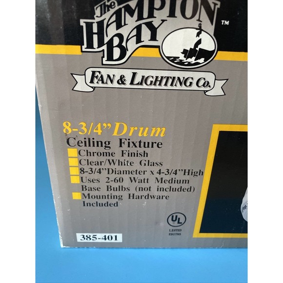 Hampton Bay Ceiling Light Fixture Chrome 60W - Picture 2 of 3